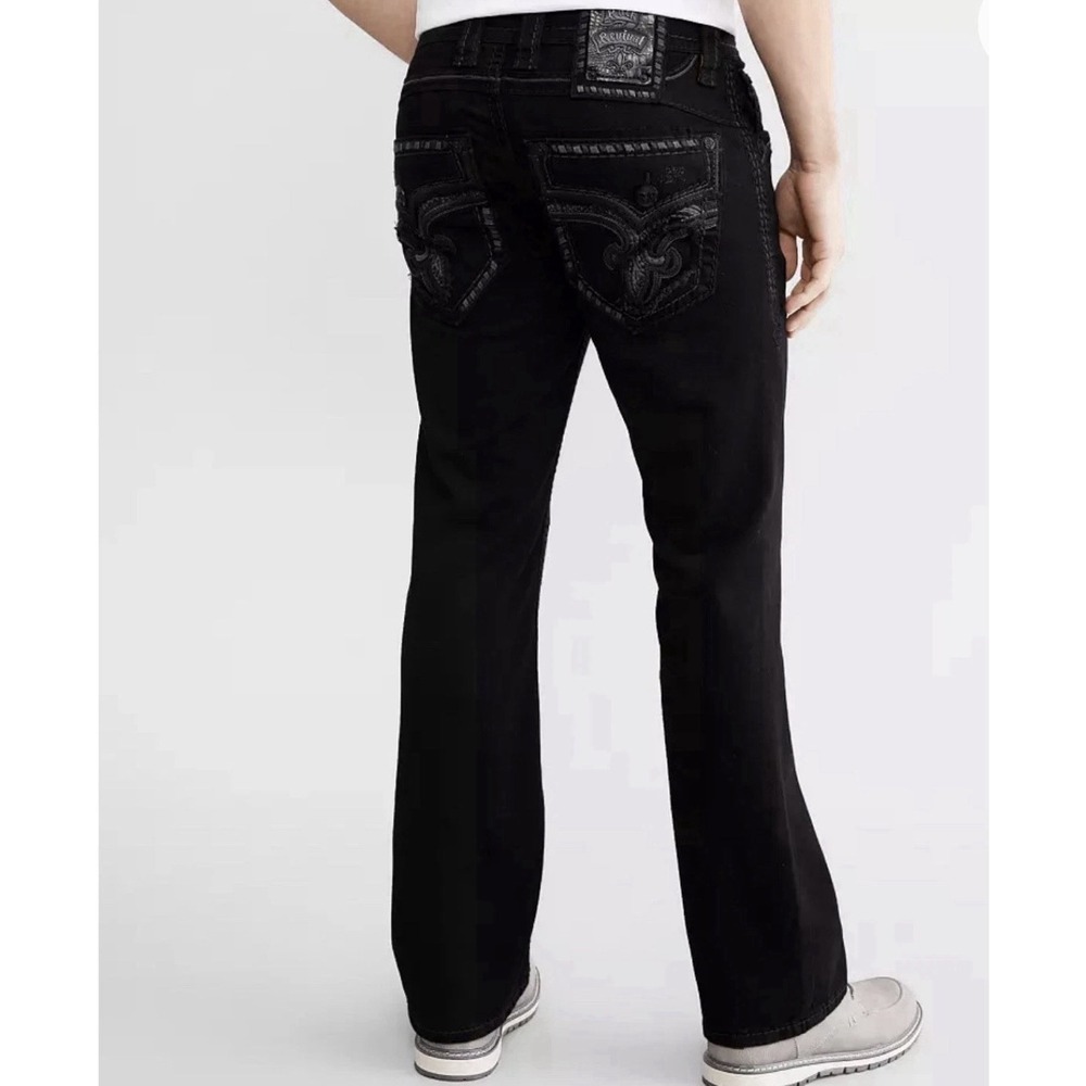 Rock Revival Jadyn Slim Boot Black Stretch Jeans Mens Sz 29 Ornate Embroidery